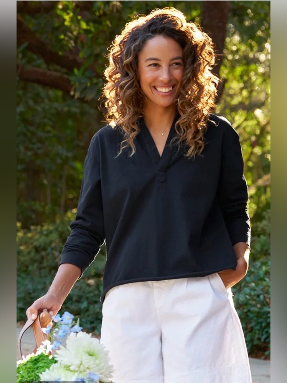 Frank & Eileen Patrick Popover Henley Shirt XS Black Cotton Made in USA